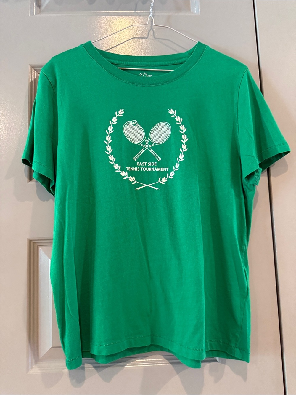 J. Crew Collectible Bright Green Crew Neck Tennis Themed Tee
